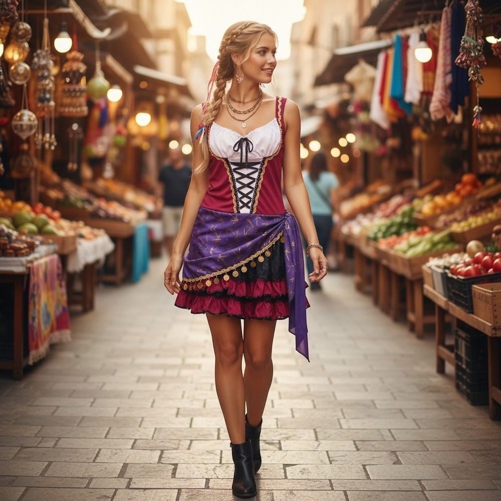 Leg Avenue Gypsy Fortune Teller costume dress Halloween Cosplay Medieval Sz M